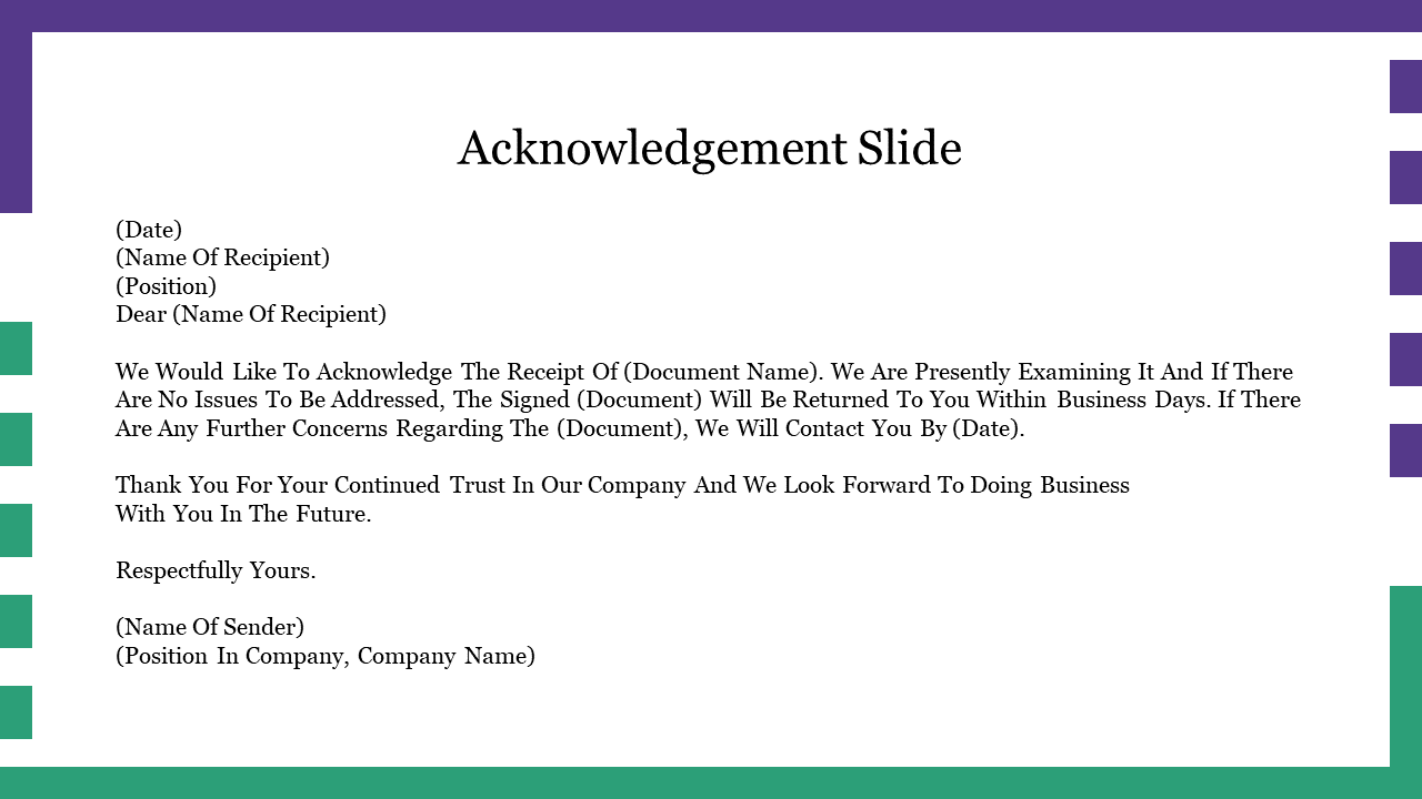Acknowledgement Slide